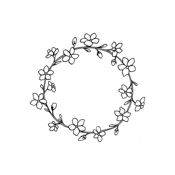 Corona floral dibujada a mano — Vector de stock