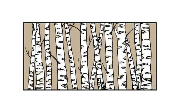 Ручні мальовані березові стовбури — стоковий вектор
