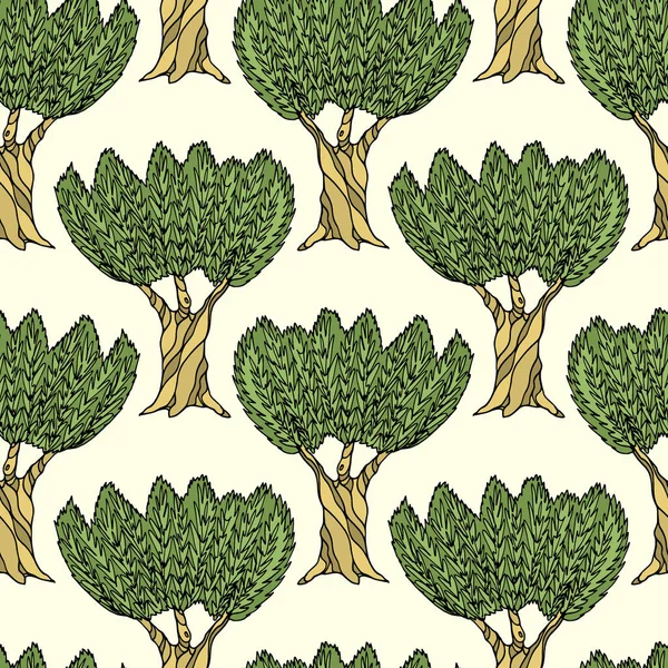 Handgezeichnetes Olivenbaummuster — Stockvektor
