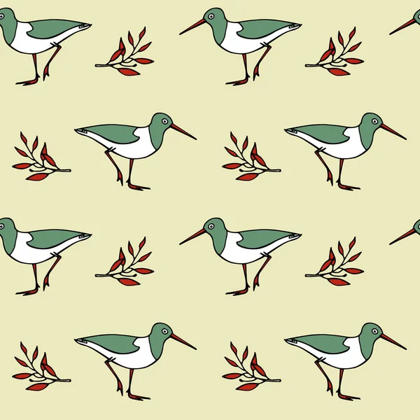 Hand drawn shorebird pattern — Stock Vector