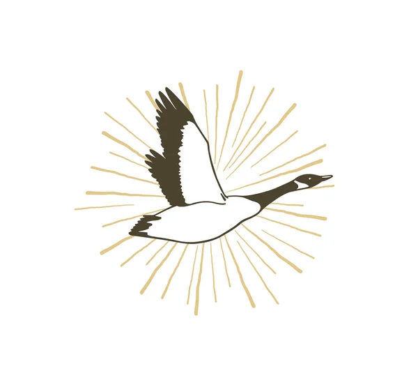 Emblema de ganso desenhado à mão —  Vetores de Stock