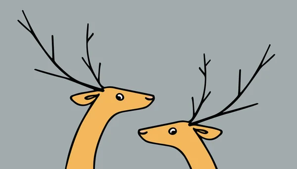 Cerfs mignons dessinés à la main — Image vectorielle