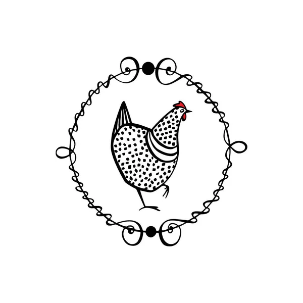 Emblema de frango desenhado à mão —  Vetores de Stock