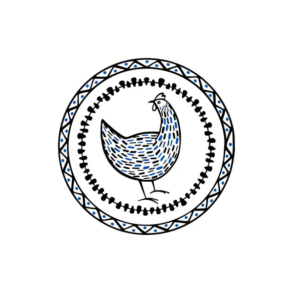 Эмблема курицы ручной работы — стоковый вектор