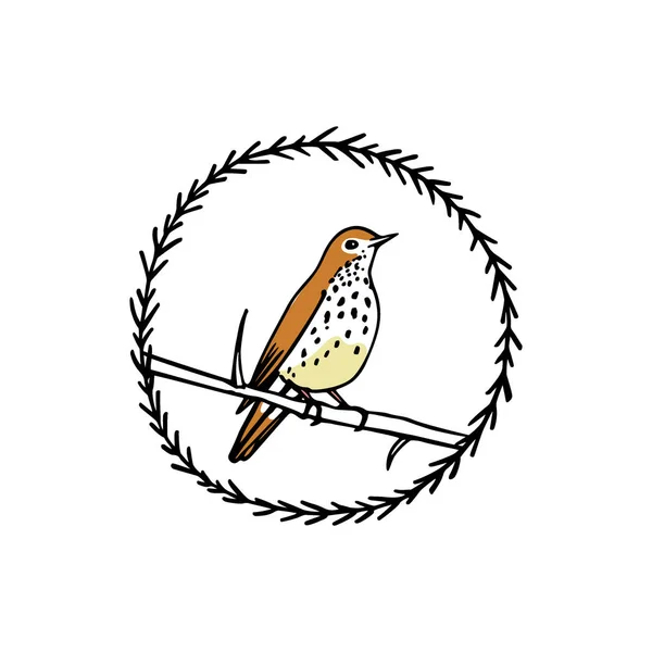 Emblema de aves dibujadas a mano — Archivo Imágenes Vectoriales