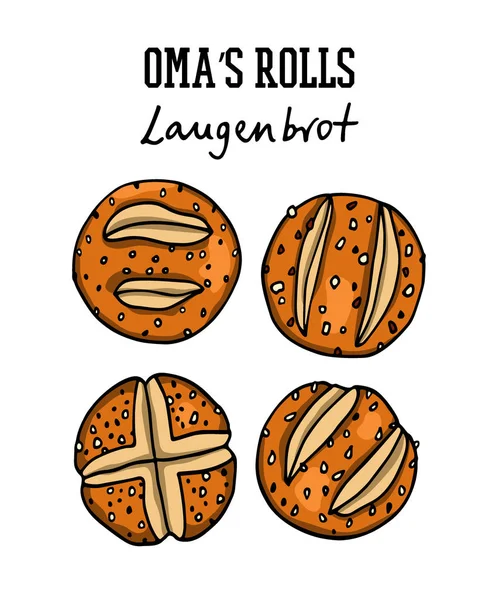 El çizilmiş Alman ekmeği — Stok Vektör