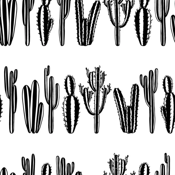 Hand dras Cactus mönster — Stock vektor