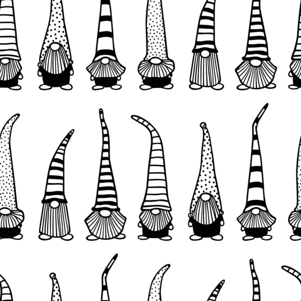 Handgezeichnetes Muster von Weihnachtszwergen — Stockvektor