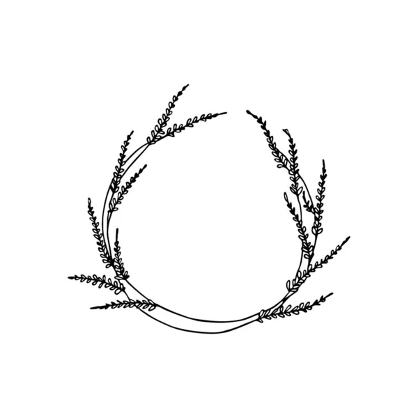 Couronne florale dessinée à la main — Image vectorielle