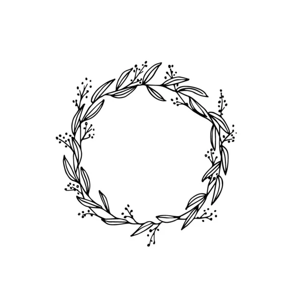 Corona floral dibujada a mano — Vector de stock