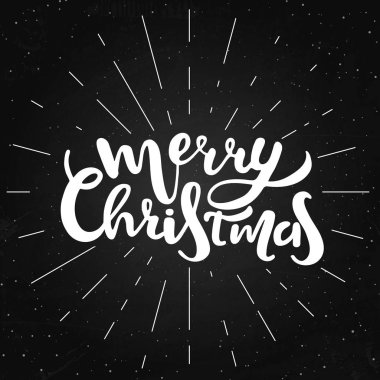 Tasarım yazı mutlu Noeller. Vektör çizim tahtada güneş ışınları ile. Tebeşir yazı