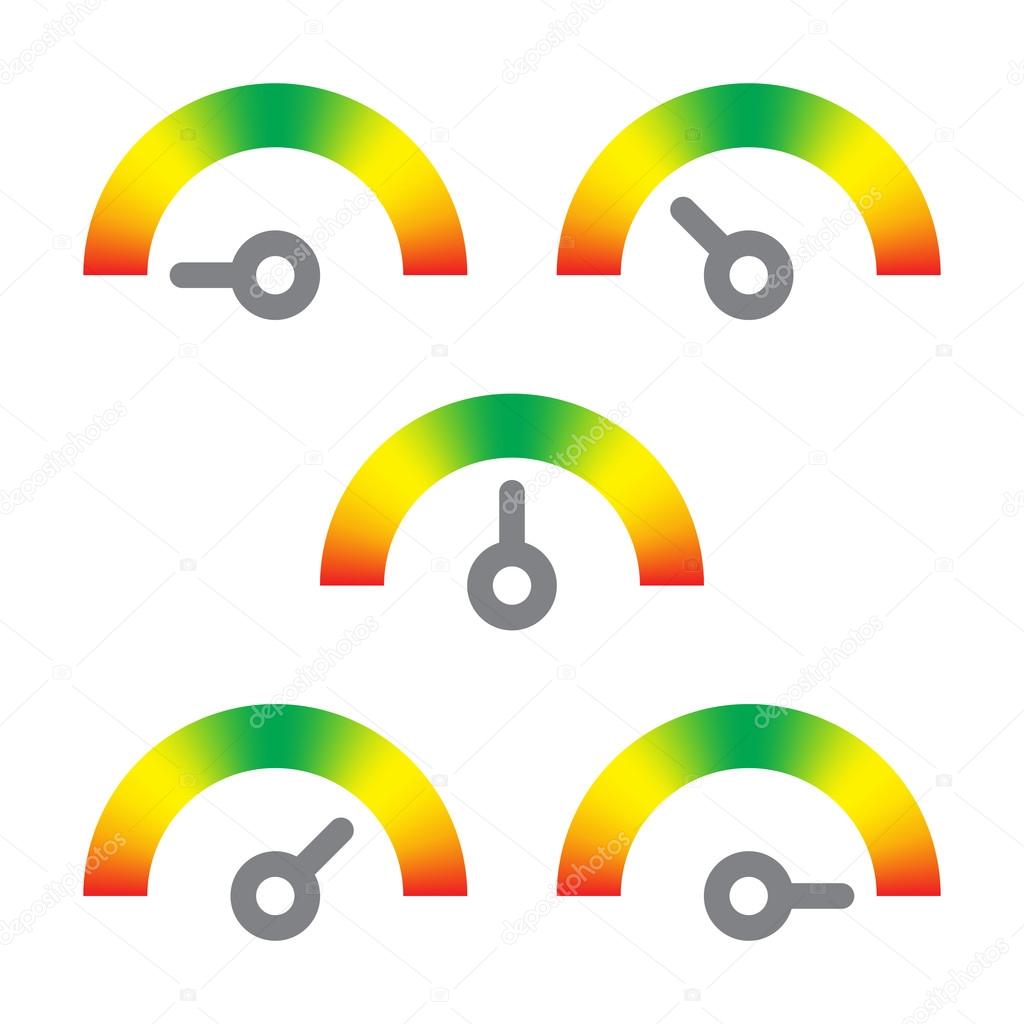 Meter signs infographic gauge element from red to green to red vector