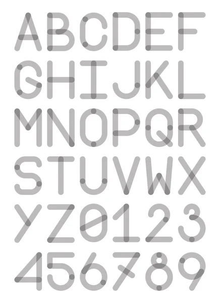 Engels lettertype hoofdletters en cijfers moderne lettertypestijl sans serif grijs monochroom vectorillustratie — Stockvector