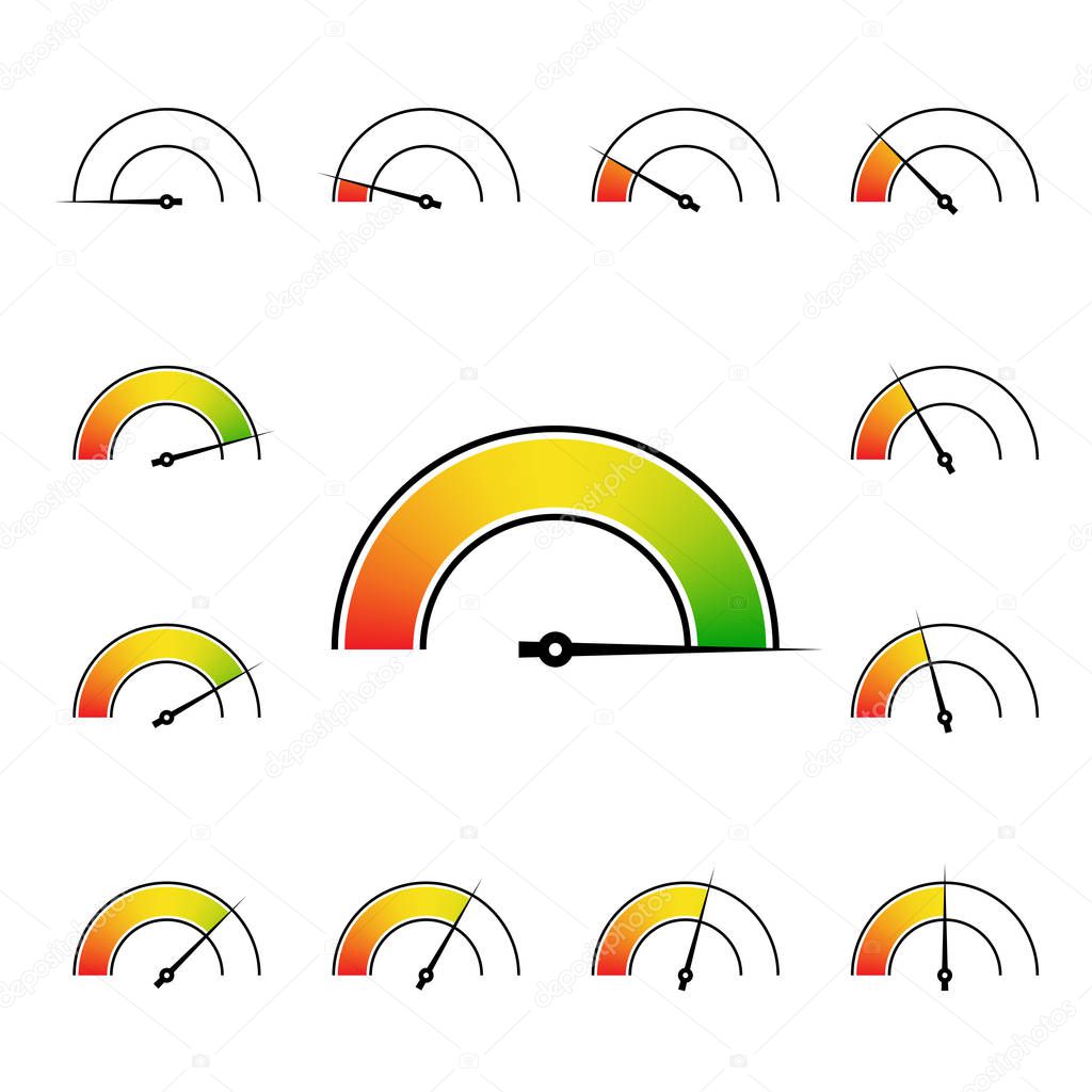 meter signs infographic gauge element from red to green