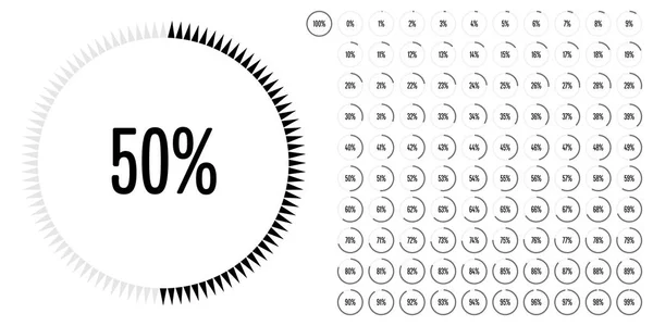 Ensemble de diagrammes circulaires en pourcentage de 0 à 100 — Image vectorielle