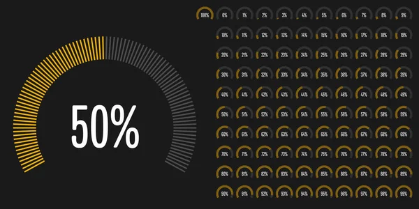 Conjunto de diagramas percentuais de círculo de 0 a 100 —  Vetores de Stock