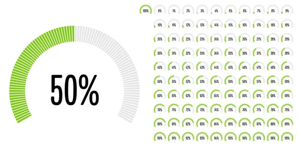 Conjunto de diagramas percentuais do setor circular de 0 a 100 —  Vetores de Stock