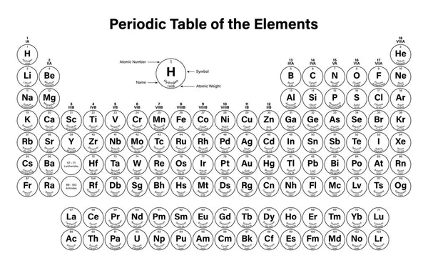 Periodiek overzicht van de elementen — Stockvector