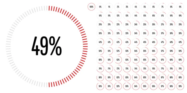Set cirkel percentage diagrammen van 0 tot 100 — Stockvector