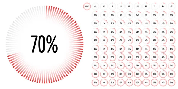 Conjunto de diagramas porcentuales de círculo de 0 a 100 — Vector de stock