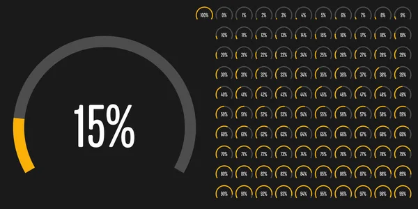 100 0에서 원형 분야 비율 다이어그램의 집합 — 스톡 벡터