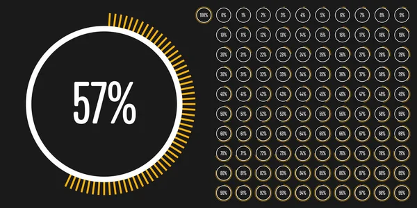 Sada kruh diagramy procento od 0 do 100 — Stockový vektor