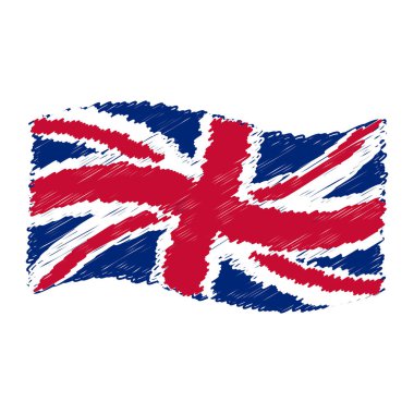 İngiltere bayrak - Union Jack - grunge kalem kroki çizim