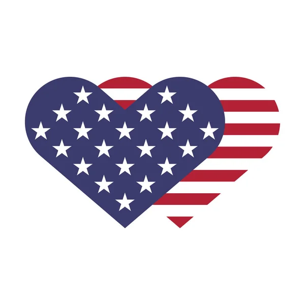 USA flag hearts shape — Stock Vector