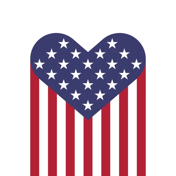 USA flag hearts shape — Stock Vector