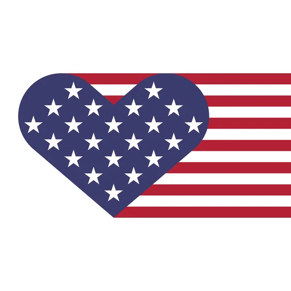 USA flag hearts shape — Stock Vector