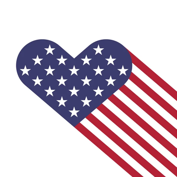 USA flag hearts shape — Stock Vector