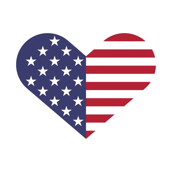 USA flag hearts shape — Stock Vector