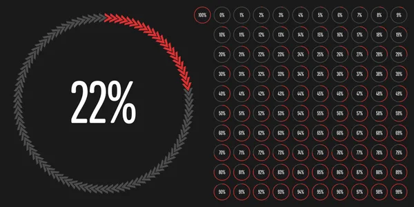 Set of circle percentage diagrams from 0 to 100 — Stock Vector