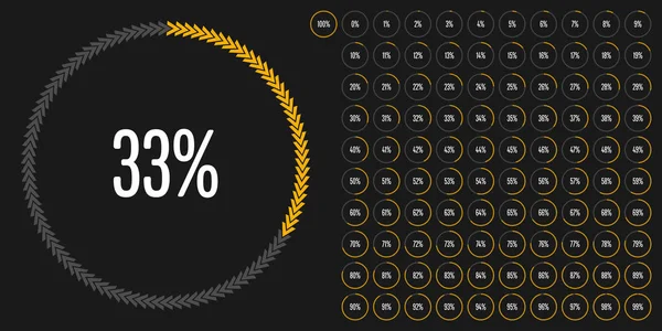 Conjunto de diagramas percentuais de círculo de 0 a 100 — Vetor de Stock