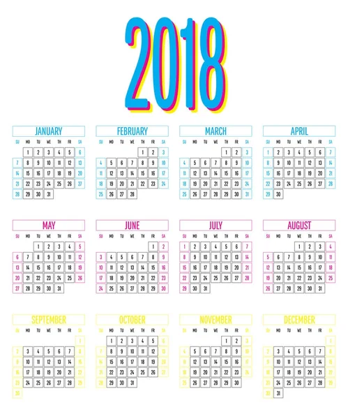 Plantilla de diseño de calendario 2018 — Archivo Imágenes Vectoriales