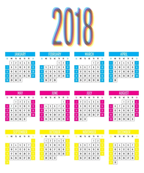 Plantilla de diseño de calendario 2018 — Archivo Imágenes Vectoriales