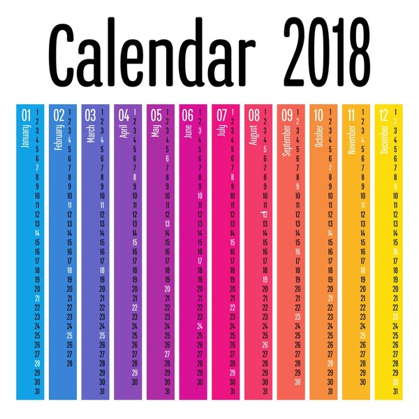 Vertikale Designvorlage für den Kalender 2018 — Stockvektor
