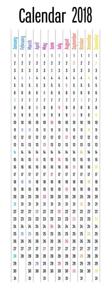 Modèle de conception verticale du calendrier 2018 — Image vectorielle