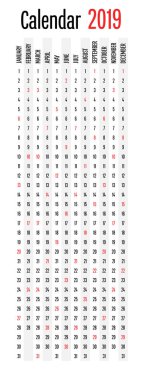 2019 takvim basit açık tasarım şablonu düşey yönde vektör çizim 