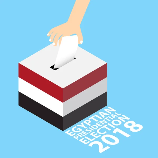 埃及总统选举2018矢量图解平式 手放投票纸在投票箱中 — 图库矢量图片