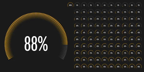 Conjunto Diagramas Percentuais Setor Circular 100 Prontos Para Uso Para — Vetor de Stock