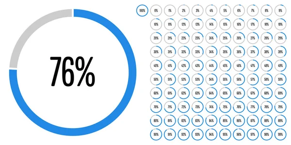 Σύνολο Κύκλου Διαγράμματα Ποσοστό Από 100 Έτοιμα Προς Χρήση Για — Διανυσματικό Αρχείο