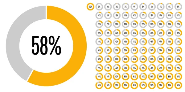 Készlet Ból Kör Százalékos Diagramok Tól 100 Használatra Kész Web — Stock Vector