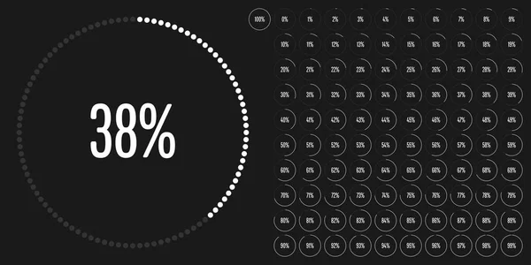 Zestaw Diagramów Procentowych Koło 100 Gotowych Użycia Dla Web Design — Wektor stockowy