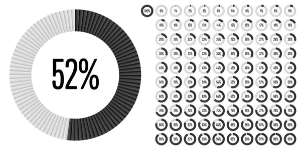 Jeu Diagrammes Circulaires Pourcentage 100 Prêts Emploi Pour Conception Web — Image vectorielle
