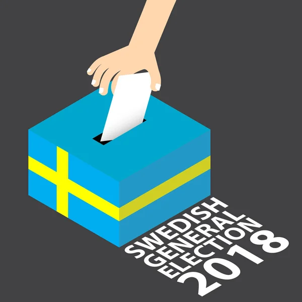 瑞典大选2018矢量图解平式 手放投票纸在投票箱中 — 图库矢量图片
