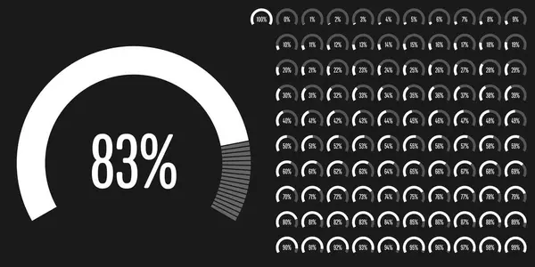 Serie Diagrammi Percentuali Del Settore Circolare 100 Pronti All Uso — Vettoriale Stock