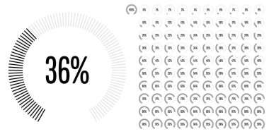 Dairesel sektör yüzde diyagramlara 100 hazır kullanımlı web tasarım, kullanıcı arabirimi (UI) veya Infographic - gösterge siyah 0 set