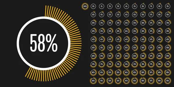 Készlet Ból Kör Százalékos Diagramok Tól 100 Használatra Kész Web — Stock Vector