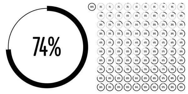 Set Diagrammi Percentuali Cerchio 100 Pronto All Uso Web Design — Vettoriale Stock